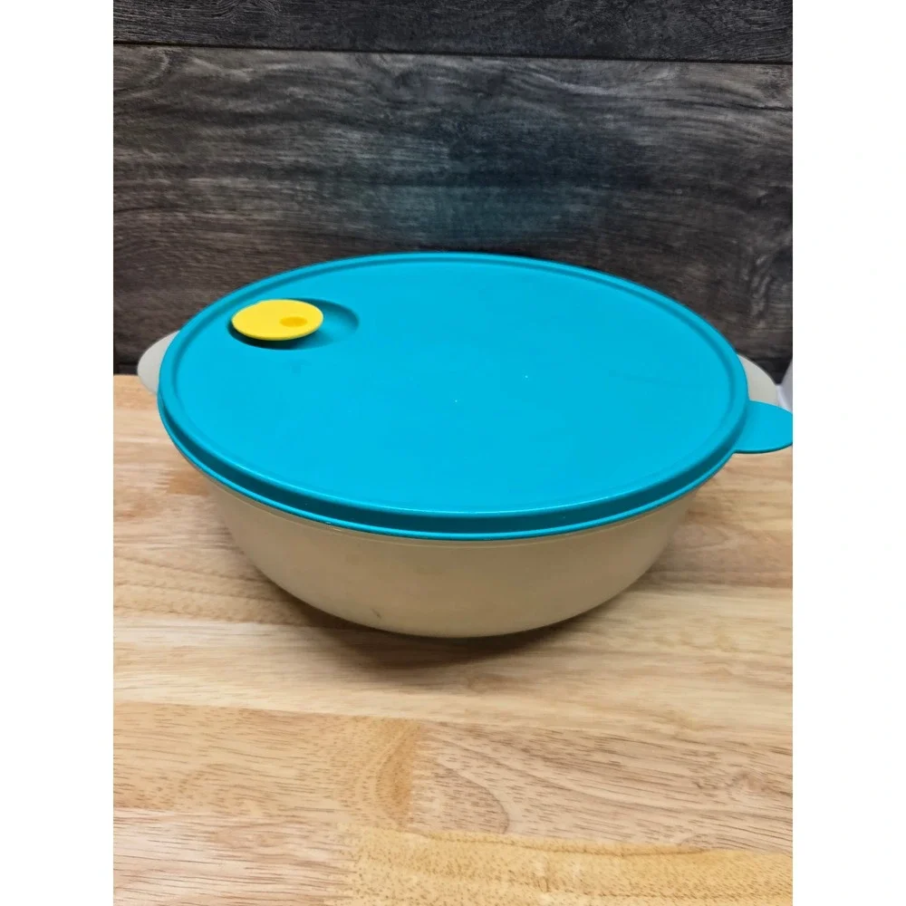 Tupperware Rock N Serve 3Qt Microwave Bowl Teal Lid 2643A-1 3L Large Storage